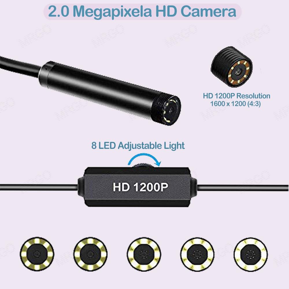 Máy ảnh nội soi 8 mm HD Máy ảnh không thấm nước Micro 8 LED Nội soi IP67 cho ô tô Điện thoại thông minh công nghiệp Máy ảnh Mini Máy ảnh Mini USB Type C