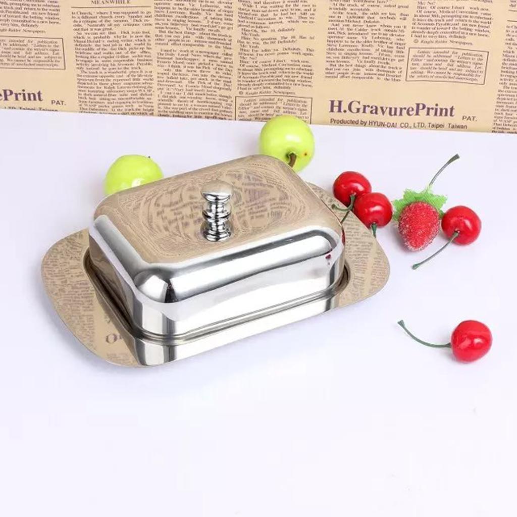 2-3pack Stainless Steel Butter Dish Serving Tray stainless steel lid