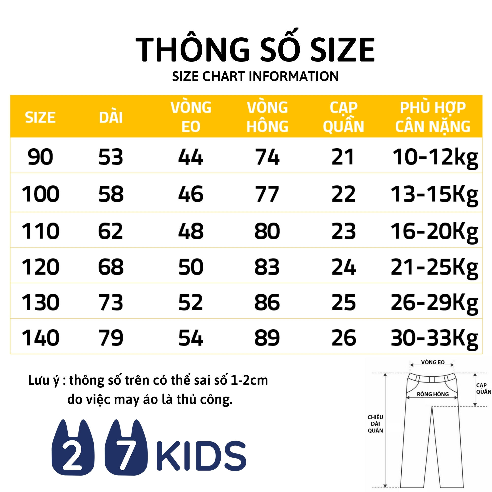 Quần dài bé gái 27Kids 27Home quần đi biển nữ cho trẻ 2-10 Tuổi GLPE1