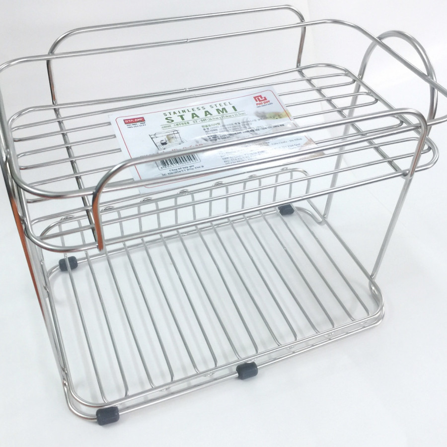 Kệ gia vị inox cao cấp 2 tầng Hàn Quốc ST_049 Không gỉ sét, sáng bóng