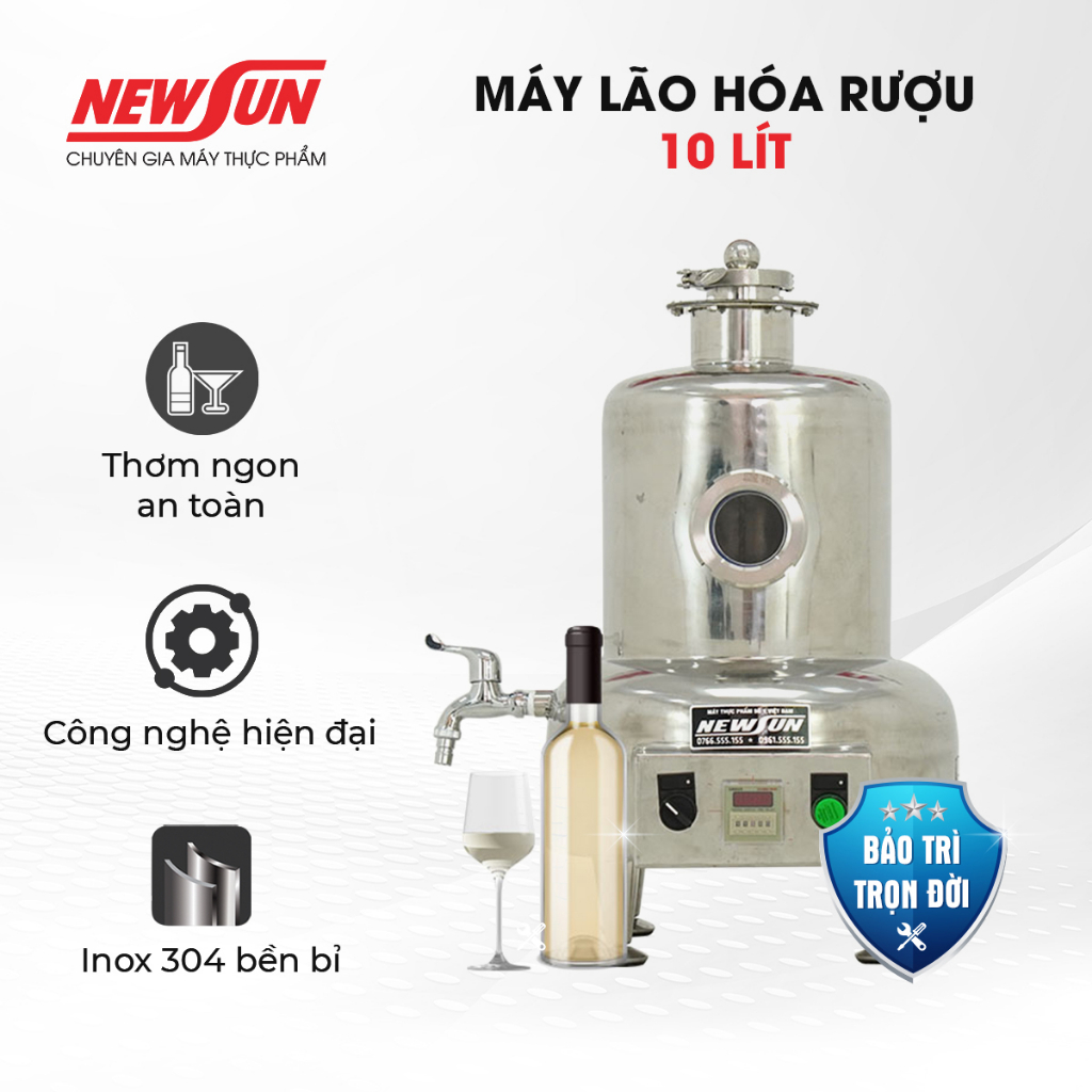 Máy lão hóa rượu 10 lít NEWSUN làm già tuổi rượu thơm ngon an toàn - Hàng chính hãng