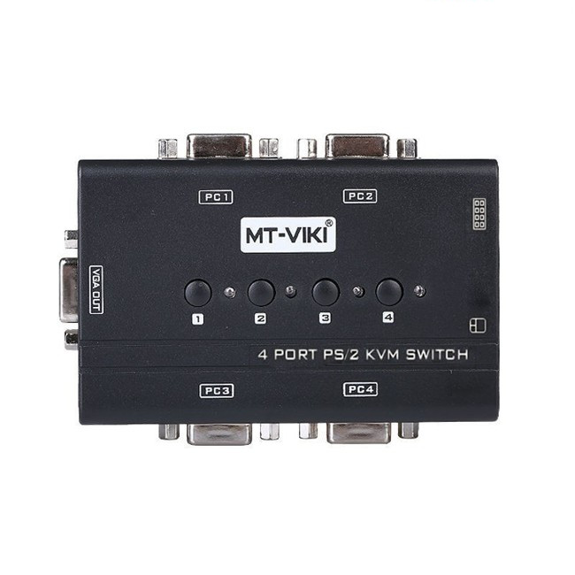 Bộ chuyển tín hiệu 4 CPU dùng 1 Màn hình KVM Switch PS/2 MT-460SL và Cáp KVM PS/2 - Hàng Chính Hãng
