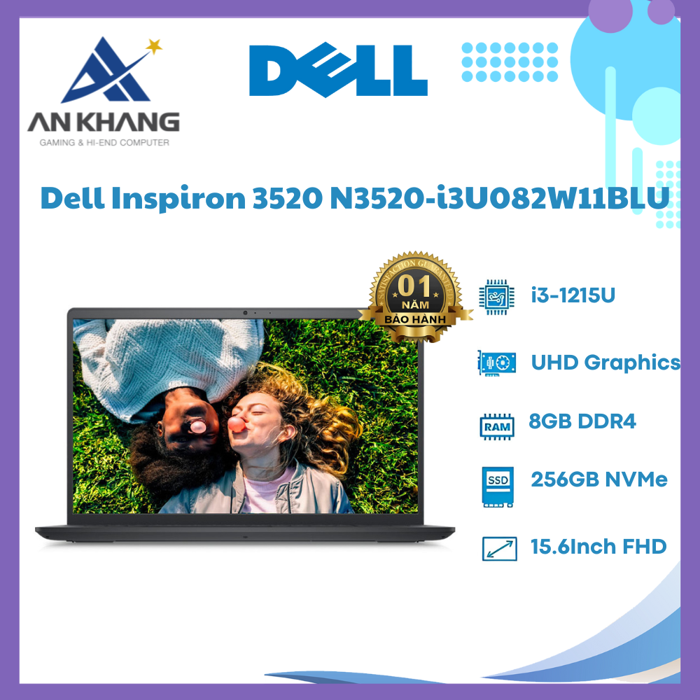 Laptop Dell Inspiron 15 3520 i3U082W11BLU - Hàng Chính Hãng - Bảo Hành 12 Tháng
