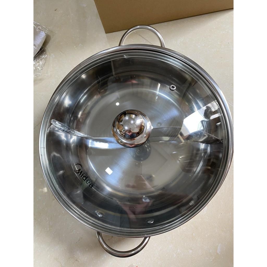Nồi Lẩu Hot Pot 2 Ngăn Inox-Nôi Lẩu Size Lớn 30cm-Nồi Lẩu 2 Ngăn Dầy Dặn Nấu Dược Bếp Từ Cao Cấp