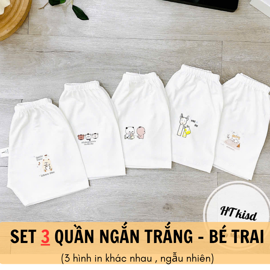 Quần Ngắn Trắng Kem Chất THUN LẠNH Mềm, Mát, Co Giãn 4 Chiều Cho Bé [3-13kg