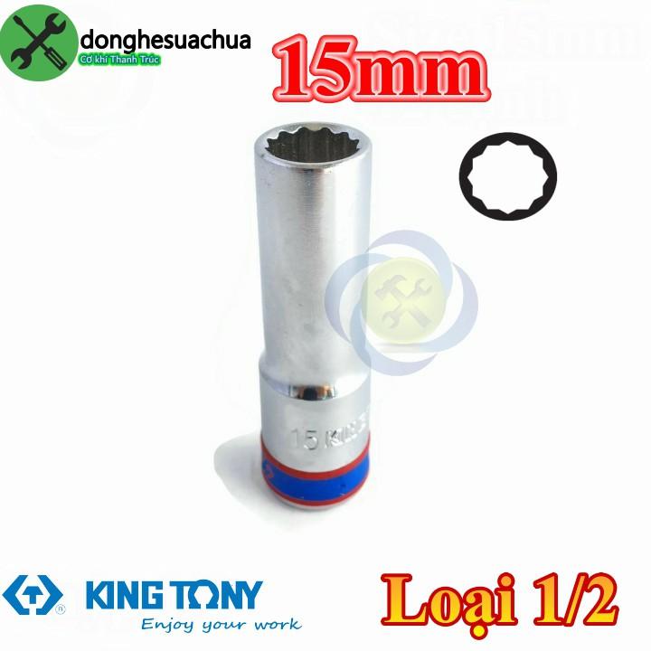Tuýp 15mm 1/2 Kingtony 423015M loại dài 77mm 12 cạnh màu trắng