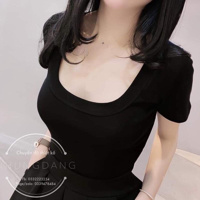 Áo thun cổ U tôn dáng / áo ngắn tay ôm bozip siêu hot