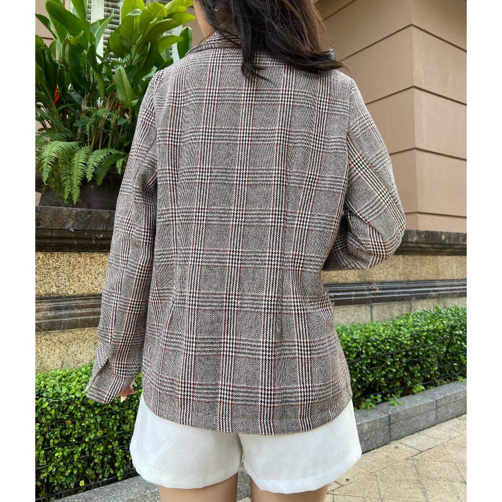 Áo blazer họa tiết màu nâu - Lovadova 22O11C002