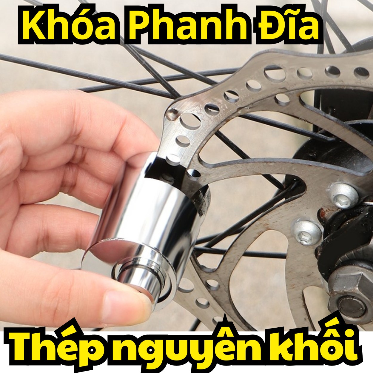 [THÉP NGUYÊN KHỐI] Khóa thép phanh đĩa xe máy chống trộm, khoá phanh đĩa chất liệu 100% thép nguyên khối cho moto, xe máy, xe đạp D Danido