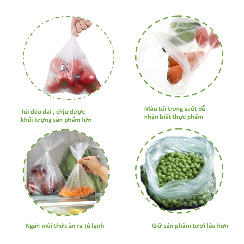 Cuộn túi đựng thực phẩm sinh học tự hủy bảo vệ môi trường an toàn, tiện lợi kích thước 25*35cm*500gram/cuộn