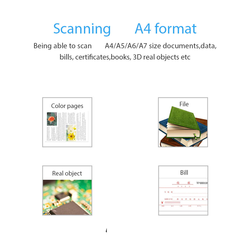 Máy Scan Màu Di Động Thông Minh Scan Tài Liệu A4/A5/A6/A7 K1000D 10 Mega Pixel AnZ