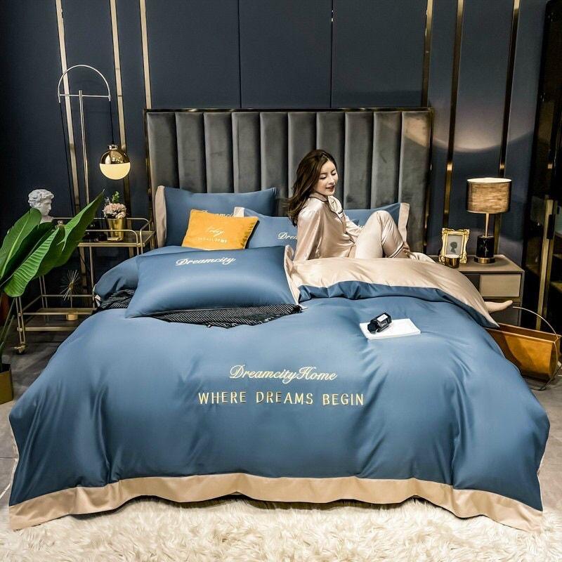 Bộ chăn ga gối phi lụa 4 món nhập khẩu.hàg chất lượng cao.decor phòng ngủ thêm sang trọng và quý phái