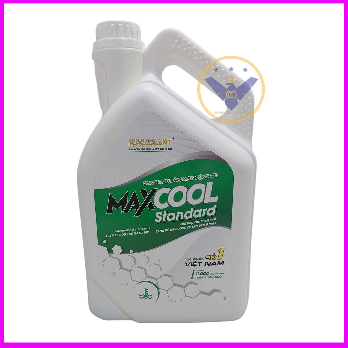 Combo 2 can nước làm mát xe ô tô màu xanh Maxcool 4L tặng lon 1L