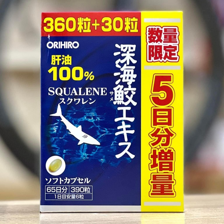 Thực phẩm chức năng Dầu gan cá mập Orihiro Squalene Nhật Bản 390 viên