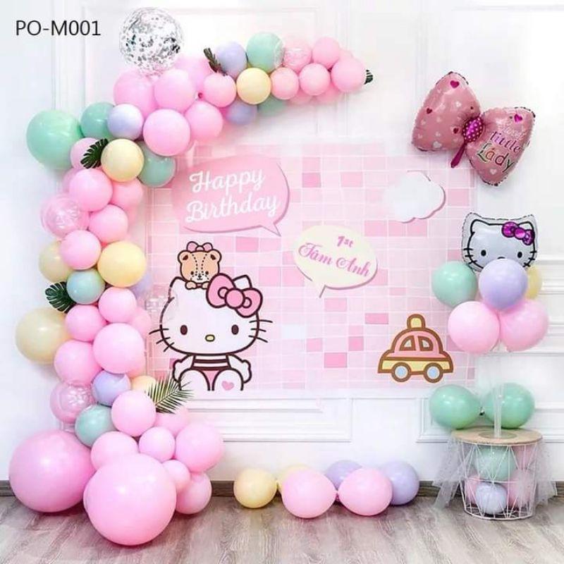 SET BÓNG SINH NHẬT CHỦ ĐỀ KITTY CHO BÉ GÁI
