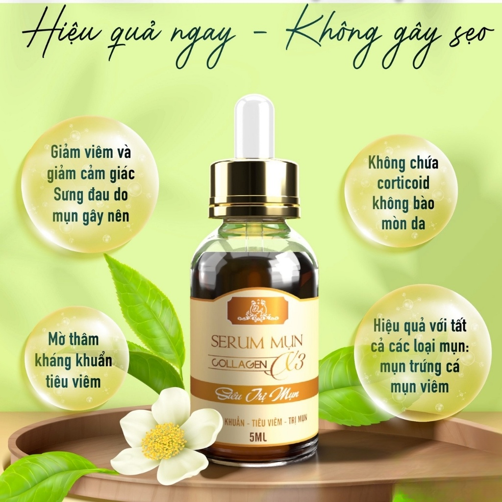 Serum Mụn Collagen X3 Serum Dưỡng Giảm Mụn Kiềm Dầu Đông Anh Chính Hãng 5ml