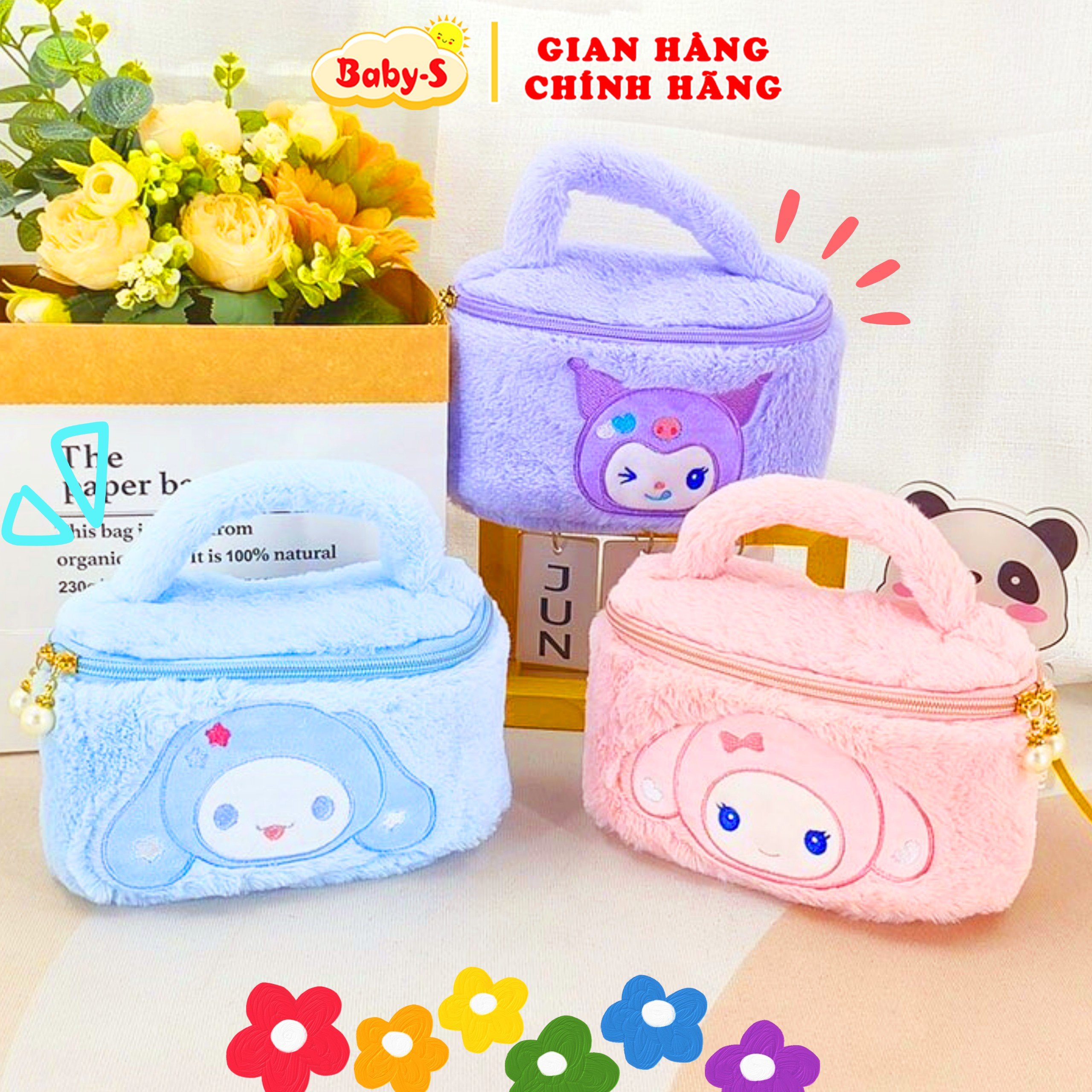 Túi đựng mỹ phẩm nhiều họa tiết hoạt hình đáng yêu Baby-S, Túi xách cho bé phong cách Hàn Quốc xinh xắn - STX044