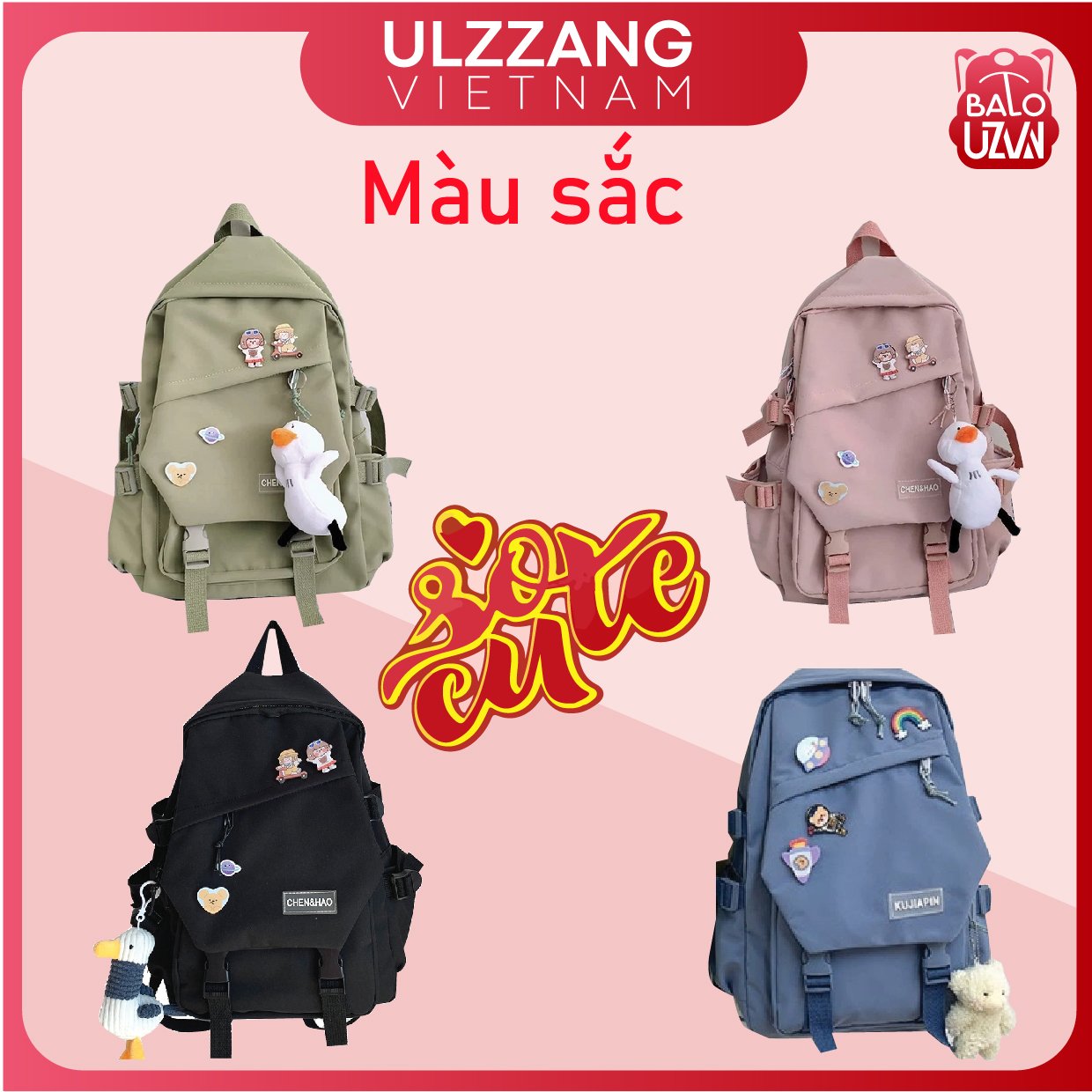 Balo nữ đi học thời trang Ulzzang Hàn Quốc, cặp sách đẹp hàng cao cấp dễ thương, túi xách học sinh chống nước.