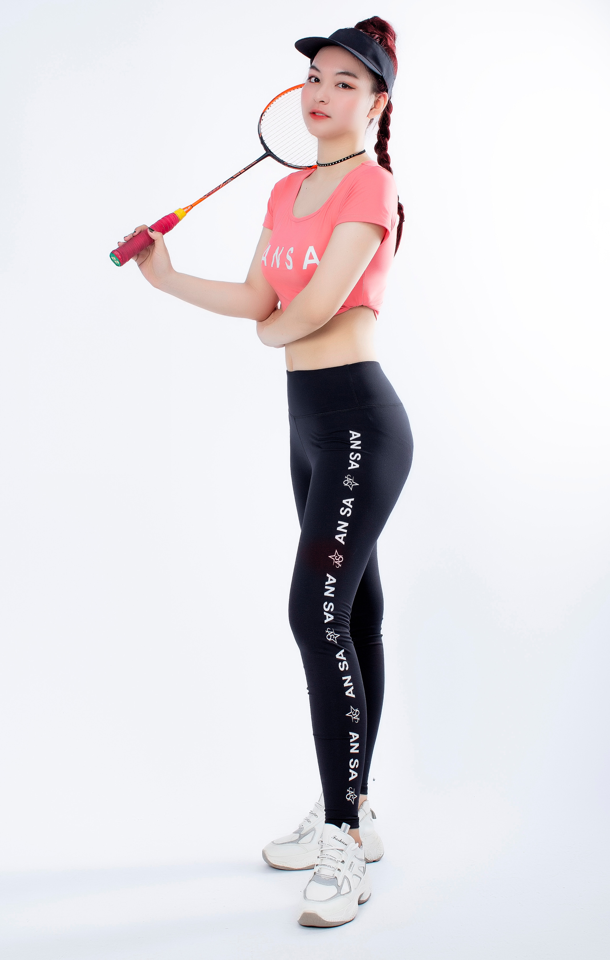 Bộ thể thao nữ quần dài áo croptop có tay Màu Cam - DD303