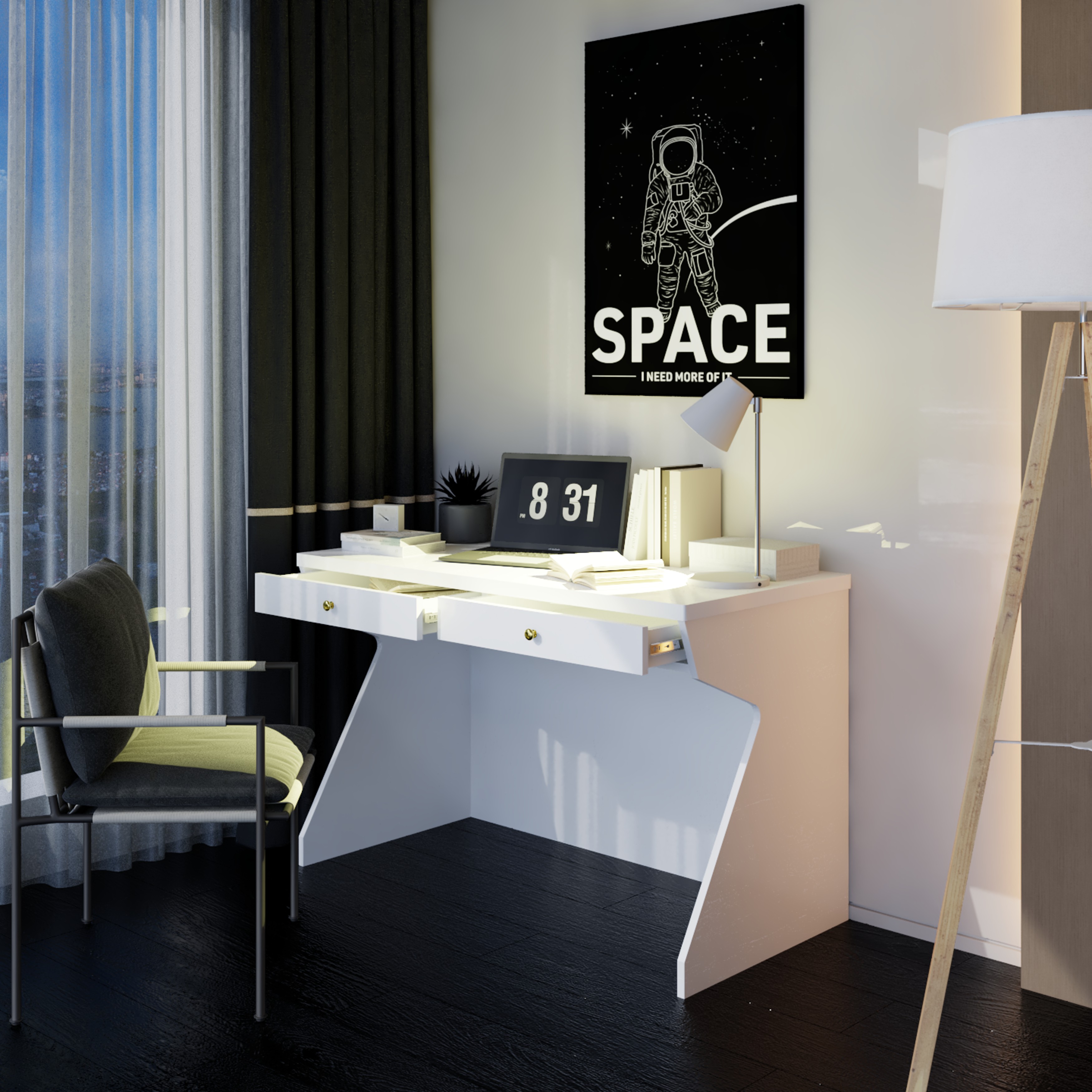 [Happy Home Furniture] HELI , Bàn làm việc 2 ngăn kéo , 120cm x 60cm x 75cm ( DxRxC), BAN_056