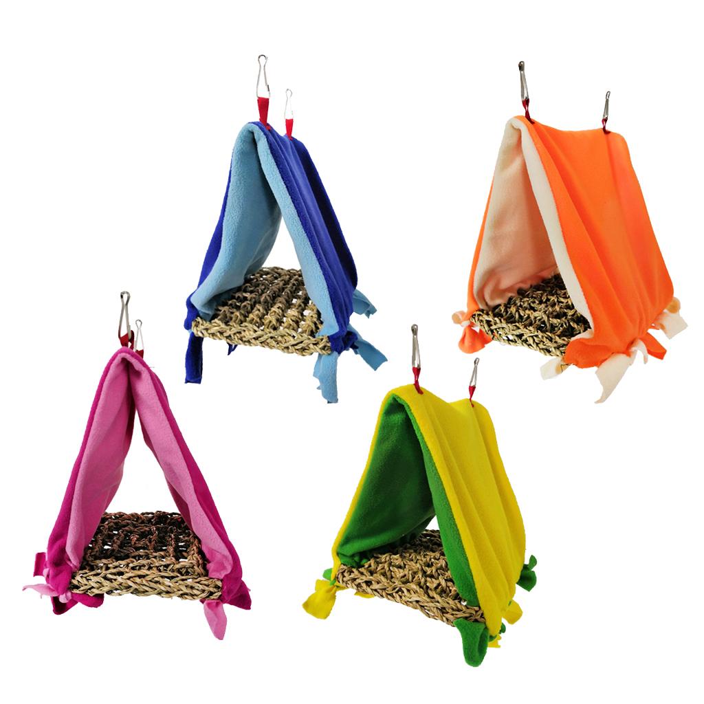 Bird Parrot Perch Tent Triangle Hammock Nest Bed Blue