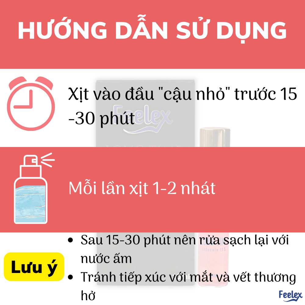 Gel bôi trơn chống xuất tinh sớm dạng xịt Feelex Long Time, kéo dài thời gian quan hệ cho nam giới - Lọ 5ml