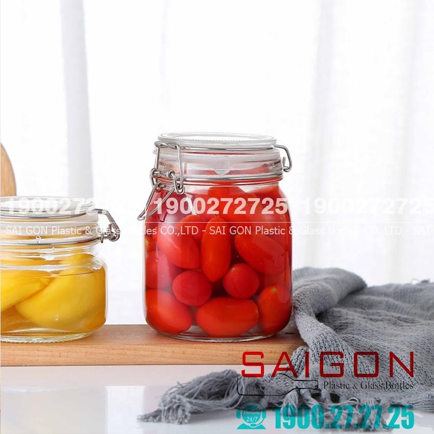 Hũ Thủy Tinh Vuông Nắp Cài Thép 500ml , 750ml , 1000ml | Tùy Chọn Dung Tích