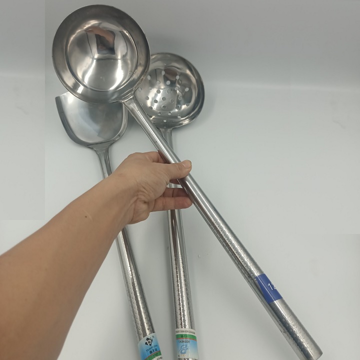 Bộ 3 muôi múc,muôi thủng ,xẻng chiên xào công nghiệp inox cao cấp