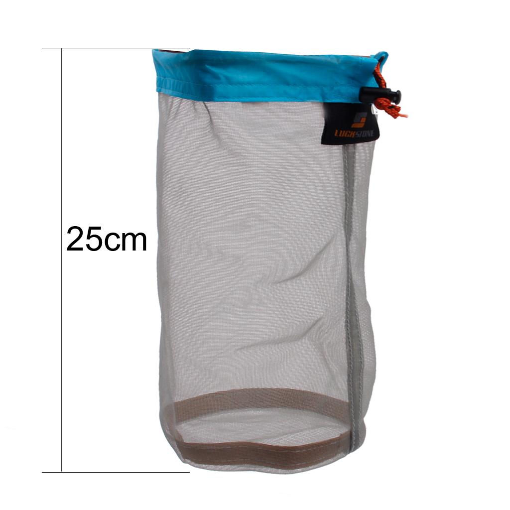 4 Pieces Mesh Drawstring Bag Mesh Stuff Sack Nylon Mesh Bag for Hiking