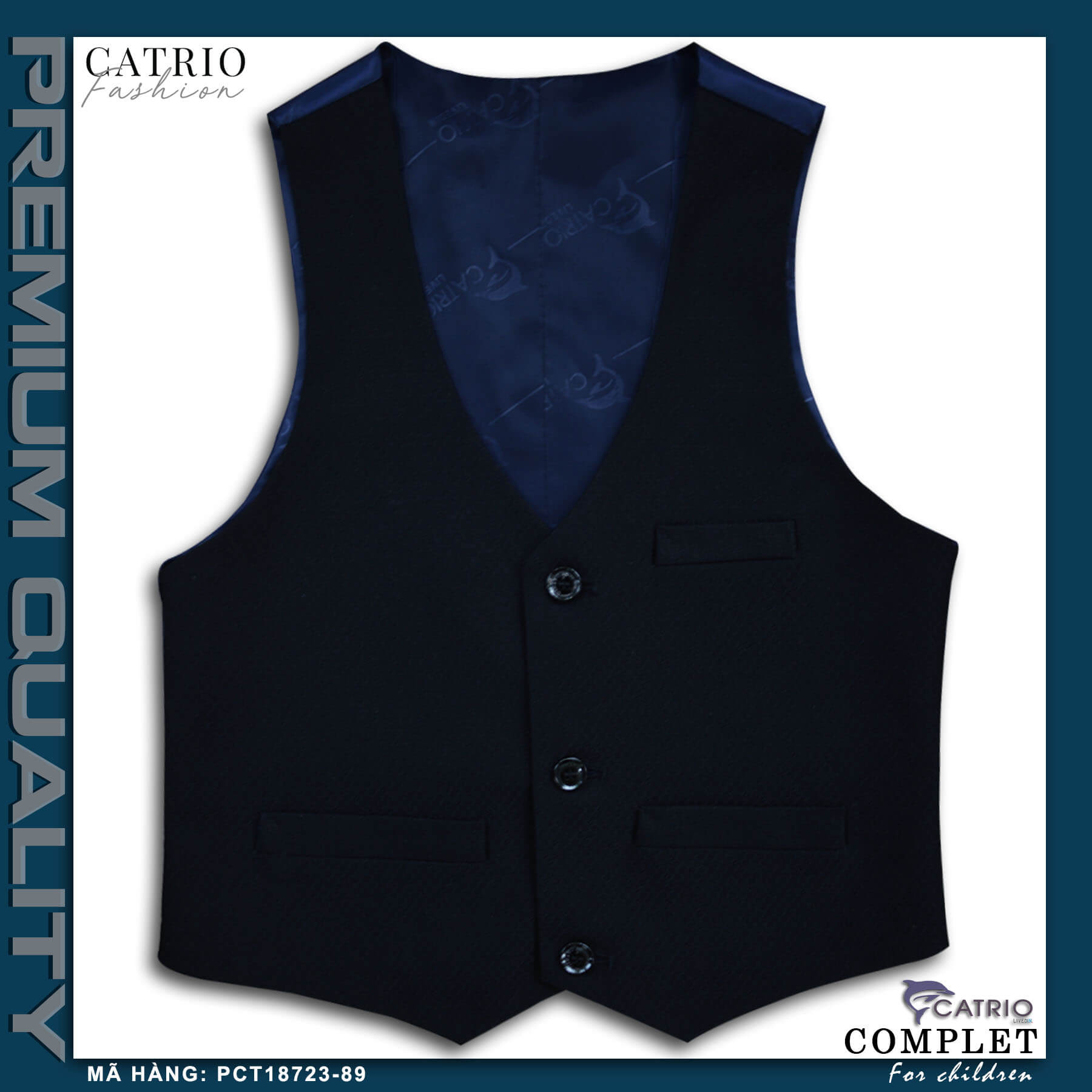 BỘ VEST BÉ TRAI CATRIO PCT18723-89 là bộ đồ vest trẻ em có 3 chi tiết: áo vest + quần dài +áo ghile gilet, được thiết kế tuyệt đẹp cho bé trai từ 2 tuổi (12kg) đến 12 tuổi (50kg) mặc trong các dịp lễ Tết, biểu diễn, hội nghị, tiệc cưới, sinh nhật, dạ hội