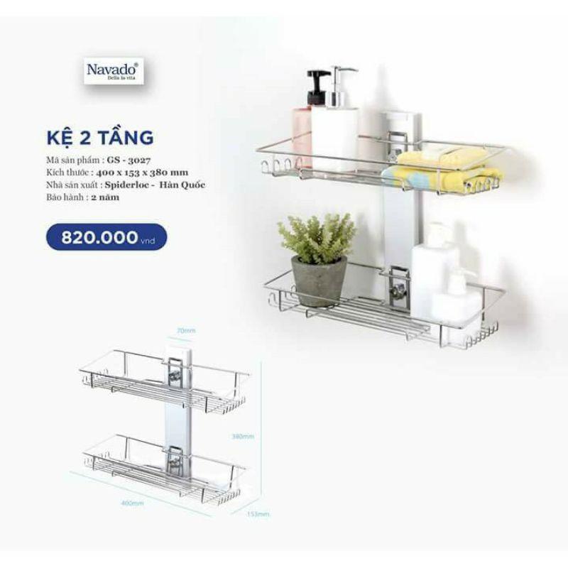 Kệ đồ inox phòng tắm, phòng bếp thông minh hít chân không Spiderloc