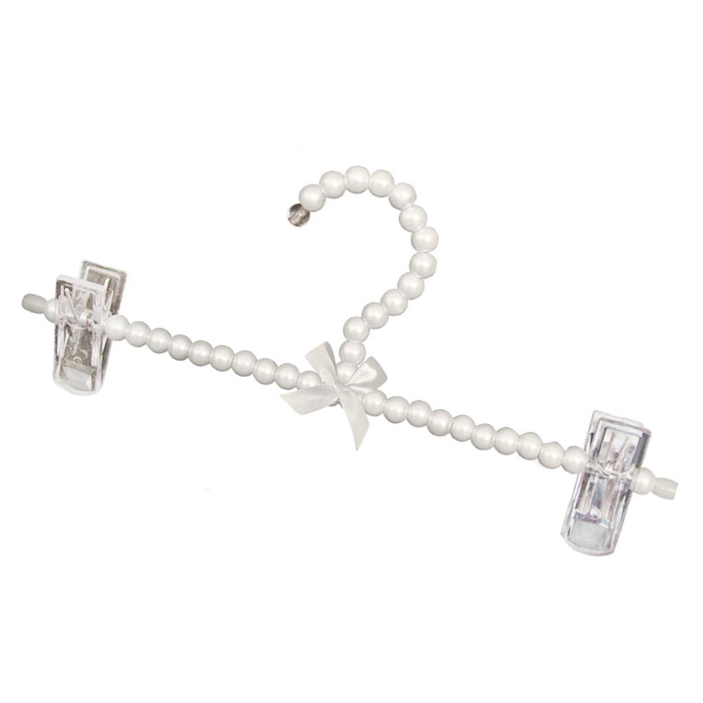 10x White ABS Pearl Adult Kids Clip Hanger Clothes Coat Trouser Skirt Holder