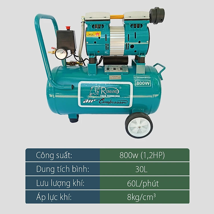 Máy Nén Khí không Dầu ROMANO, máy nén khí mini, may nen khi 100% dây đồng