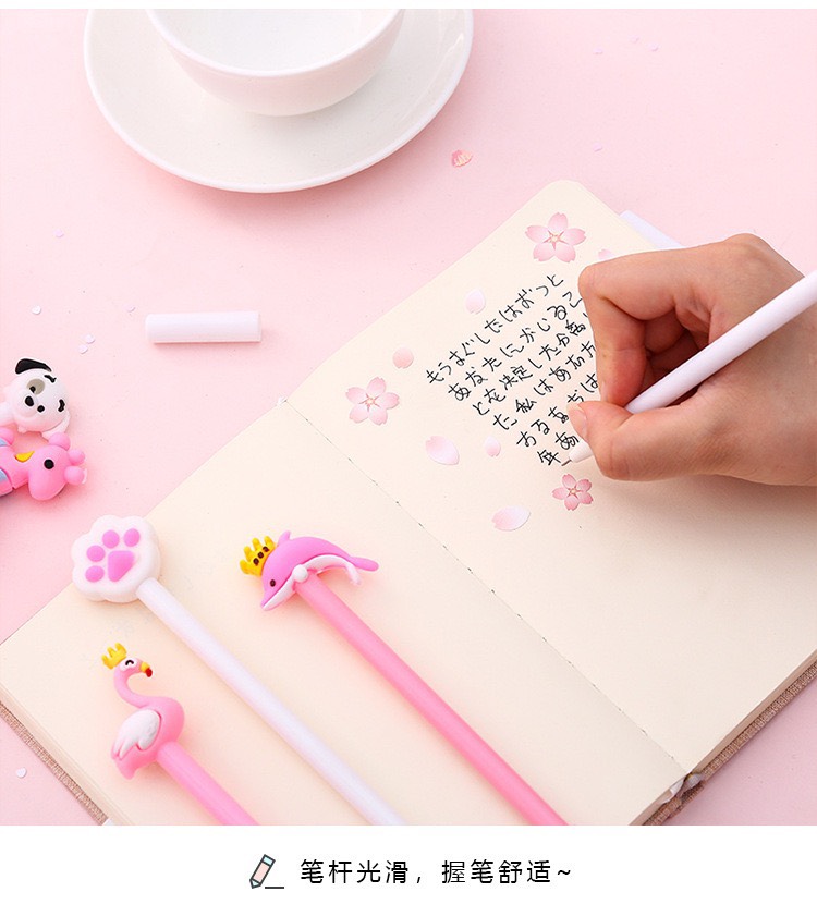 Set 20 Bút Bi Nước Màu Hồng Dễ Thương Kèm Túi Đựng Tiện Dụng ( Tặng Kèm Gương Mini Cầm Tay)