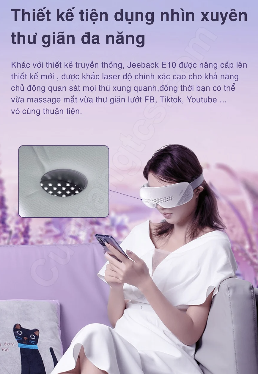 Máy Massage Mắt Bấm Huyệt 3D Xiaomi Jeeback E10 Nghe Nhạc Kết Hợp Sưởi Nhiệt Có Kết Nối App Điện Thoại - Hàng Chính Hãng