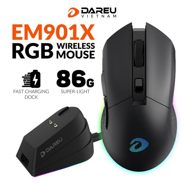 Chuột DareU EM901X RGB Superlight Wireless Black- HÀNG CHÍNH HÃNG