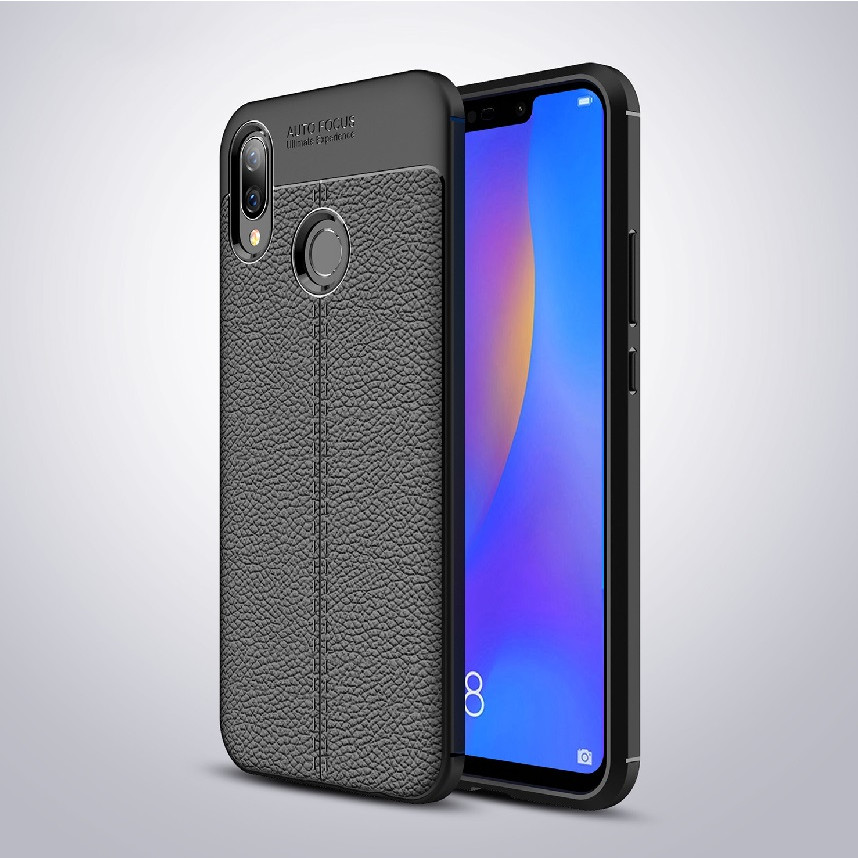 Ốp lưng Silicon Auto Focus giả da, chống sốc dành cho Huawei Nova 3i - Hàng Chính Hãng