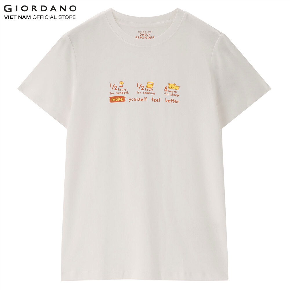 Áo Thun Nữ Ngắn Tay In Hình Printed Tee Giordano 05393211