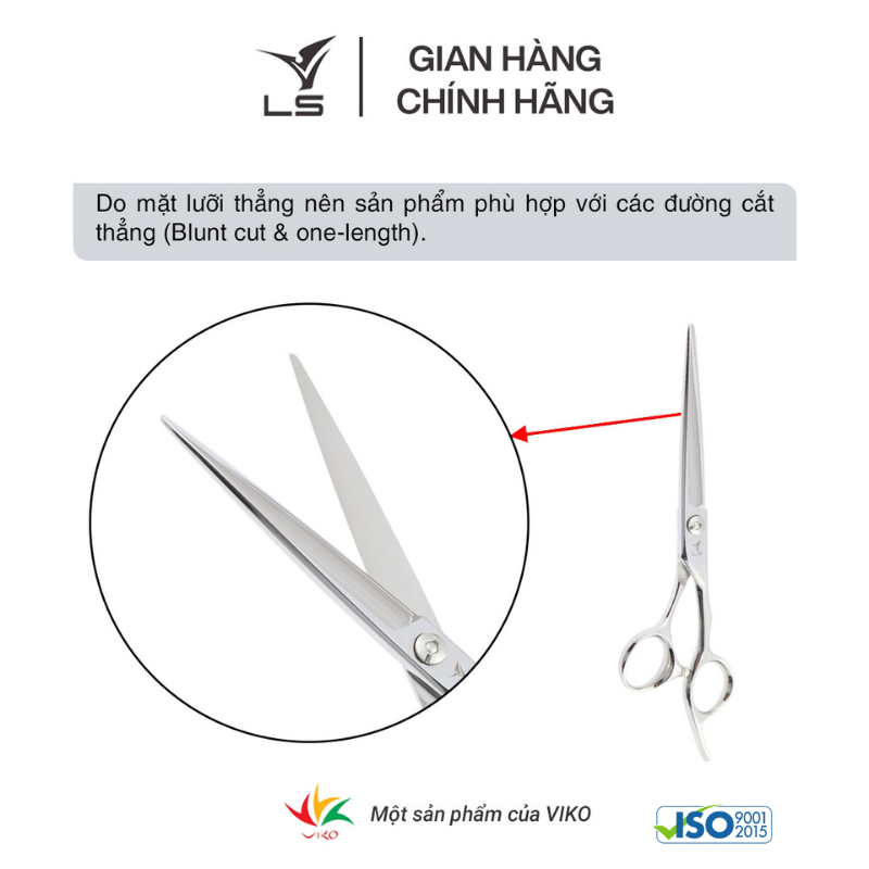 Kéo cắt tóc LS lưỡi thẳng quai offset vênh đỡ ngón cố định CB13/6.5