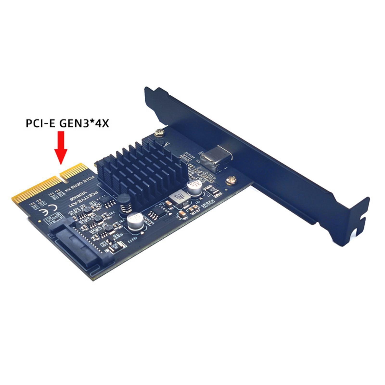 Pci-e 4x to USB3.2 Front Type C Expansion 3.0 Adapter for Desktop Motherboard Durable Replacement