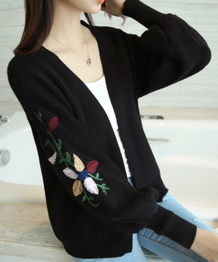 Áo Len Nữ Cardigan Họa Tiết Hoa Xinh Thời Trang Korea ALNO22 MayHomes Kiểu Dáng Tự Do Thoải Mái