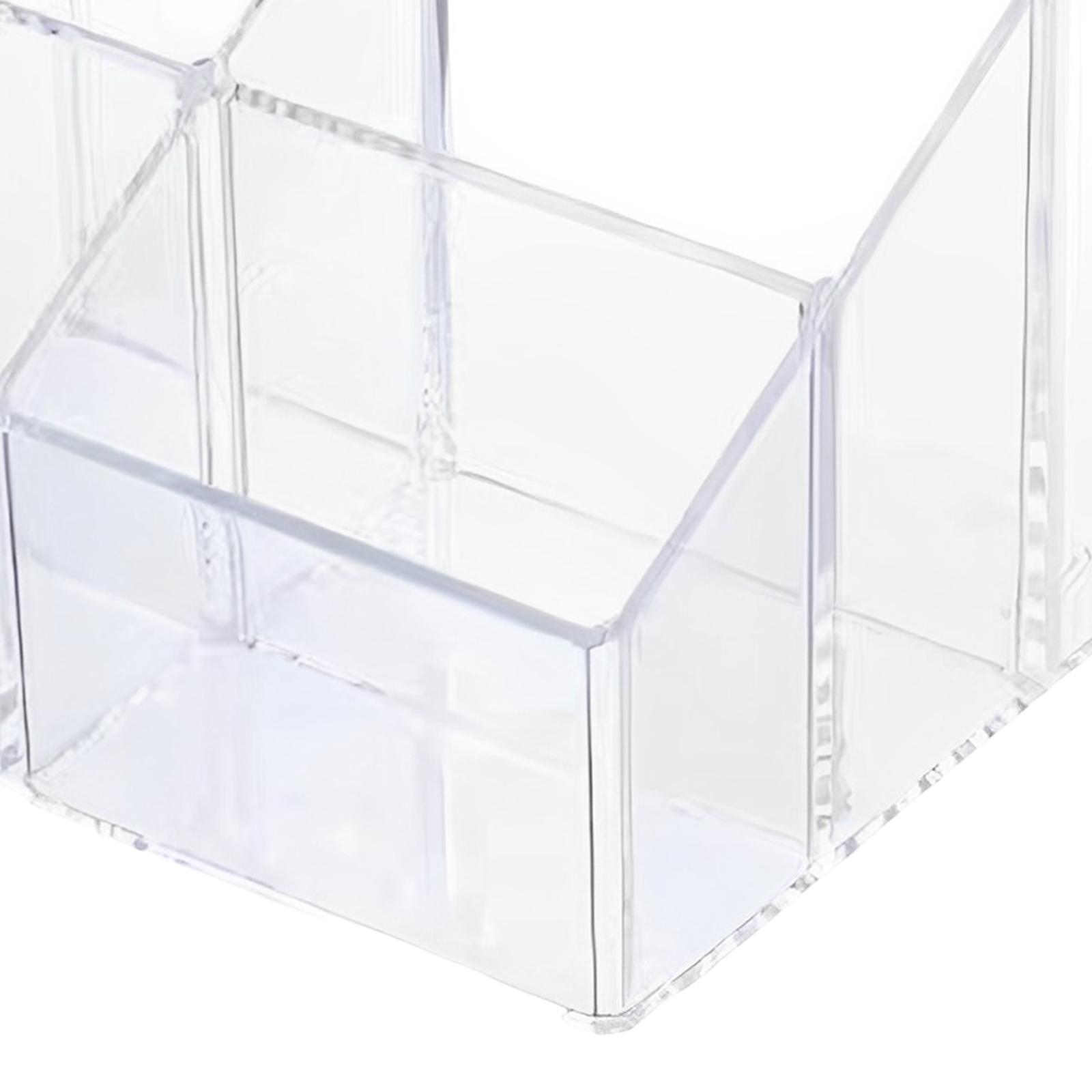 Desktop Storage Organizer Acrylic Pencil Pen Holder Storage Box Makeup Brushes Organizer Transparent for Kitchen Brushes Bathroom Stationery