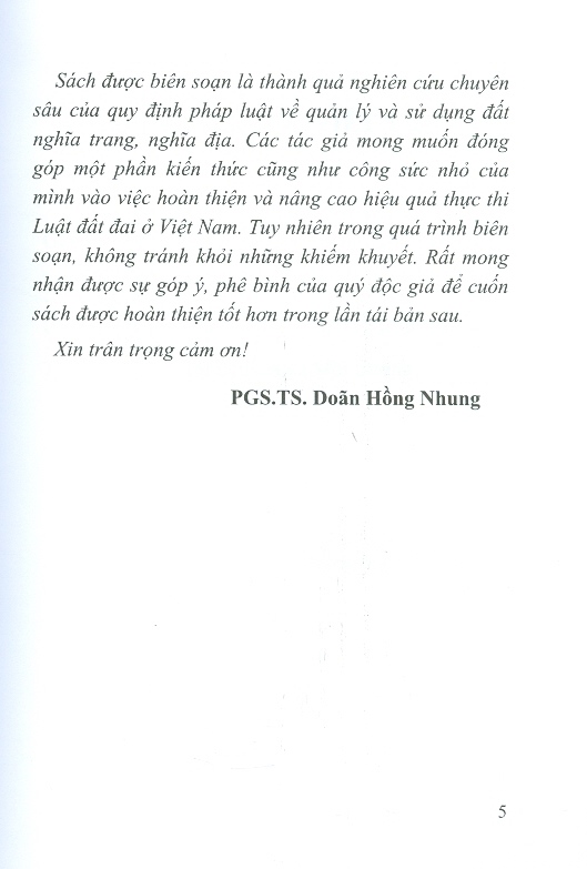 Pháp Luật Về Đất Nghĩa Trang, Nghĩa Địa Và Thực Tiễn Thi Hành (Sách Chuyên Khảo)