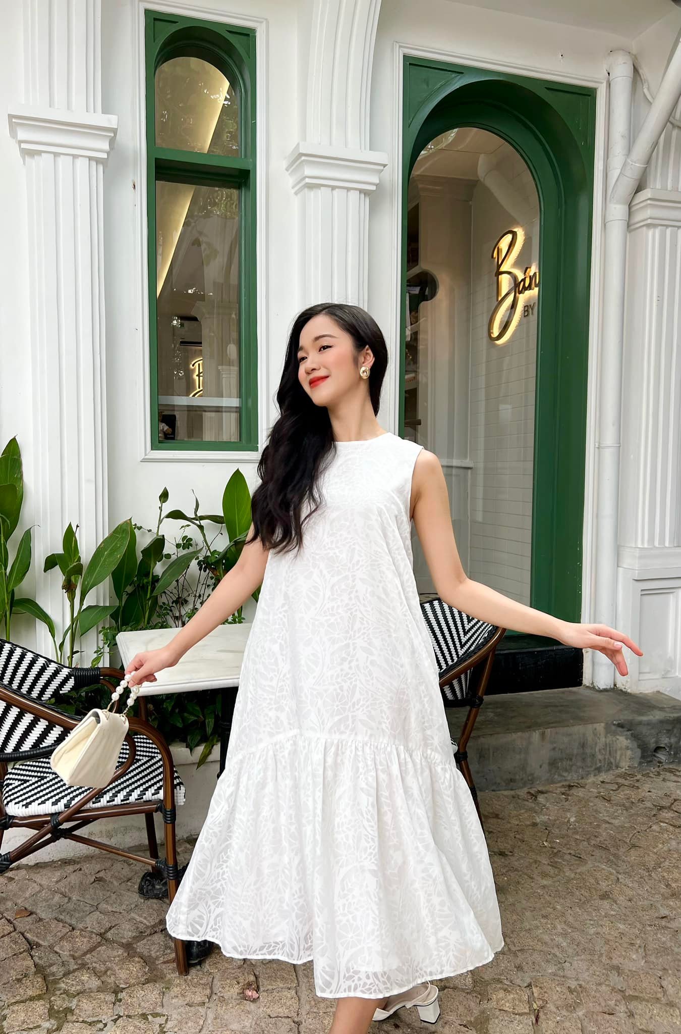 OLV - Đầm White Pattern Loose Dress