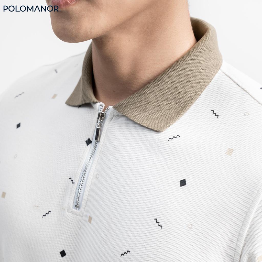 Áo Polo nam cổ bẻ in DARI vải cá sấu cotton CMC, nam tính, thanh lịch, sang trọng - POLOMANOR