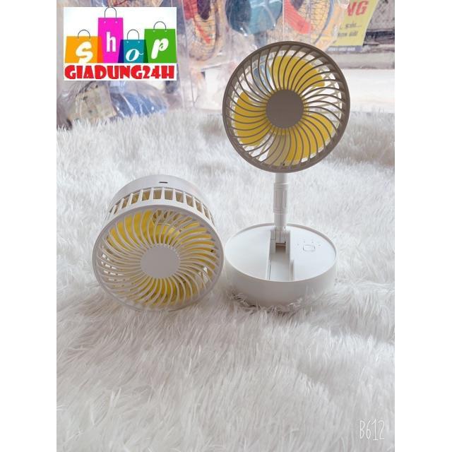 {}Quạt tích điện mini màu hồng cực xinh -Pin 3600mA HJ 2028 gấp gọn hình tròn, sử dụng pin sạc-Giadung24h