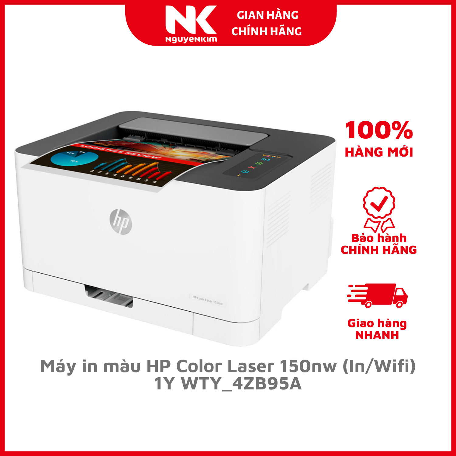 Máy in màu HP Color Laser 150nw ,1Y WTY_4ZB95A – Hàng chính hãng