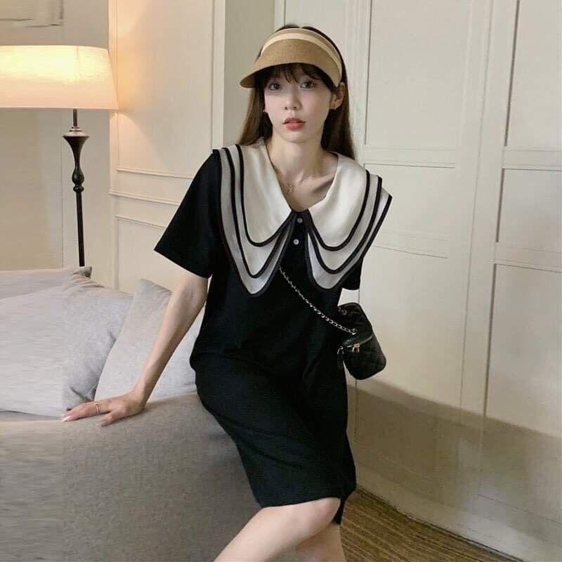 Đầm Nữ Cổ Sen 3 Tà Cộc Tay Dáng Lỡ Khuy Ngực phong cách tiểu thư Q094