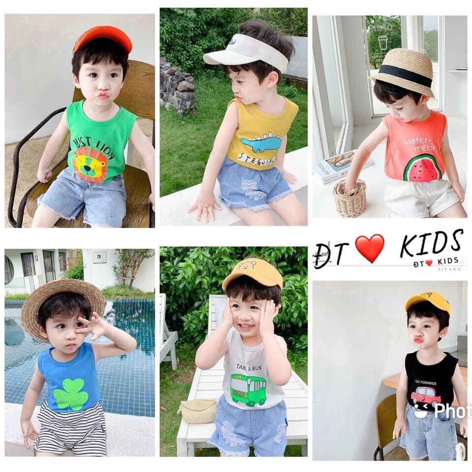 Áo thun sát nách cho bé trai phong cách Hàn size từ 5-16kg chất cotton 4 chiều mềm mát