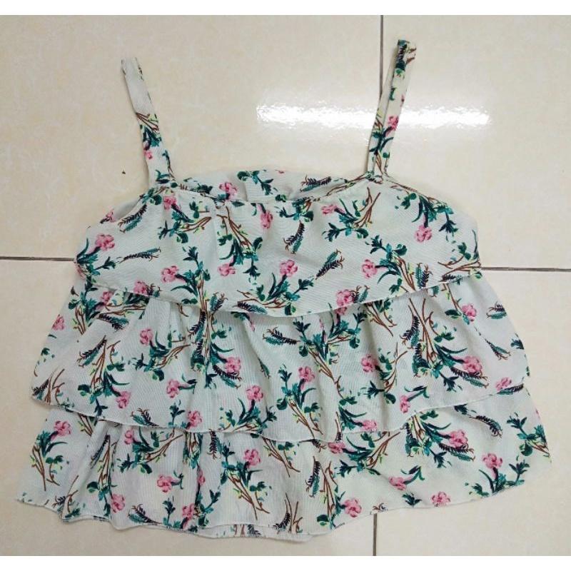 Áo 2 dây nữ màu trắng hoa nhí